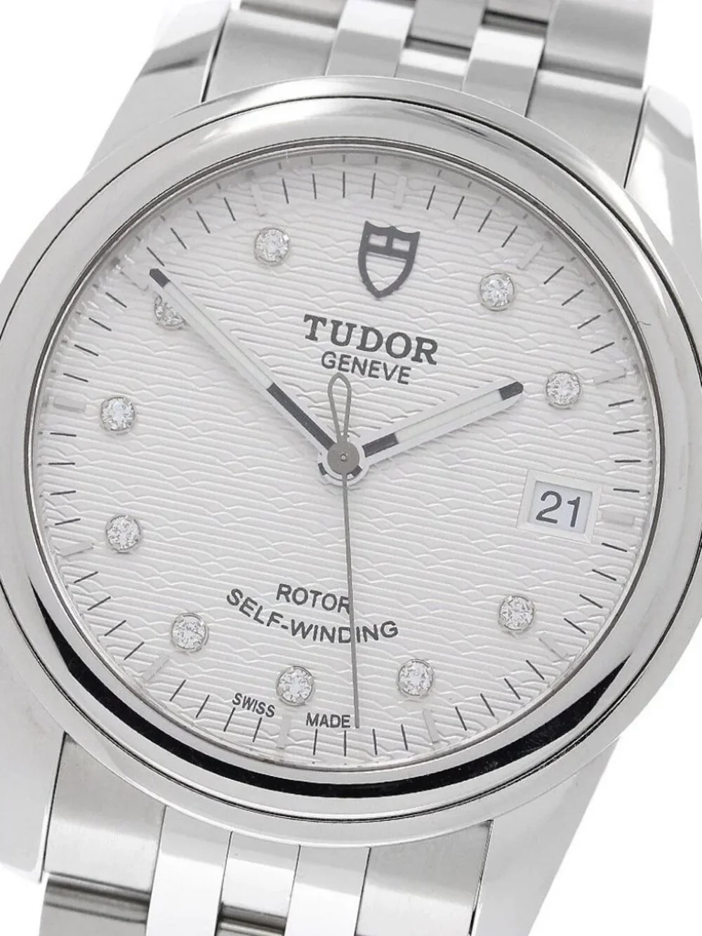 TUDOR Glamour 55000 Date 10P diamond Silver Dial Automatic Men's Watch_971158